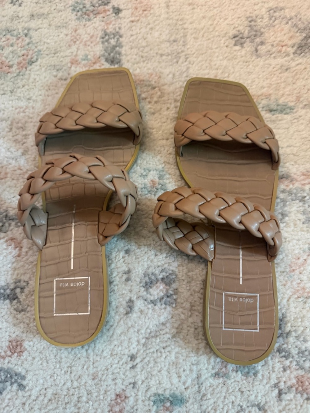 Dolce Vita Braided Double-Strap Slides in Taupe